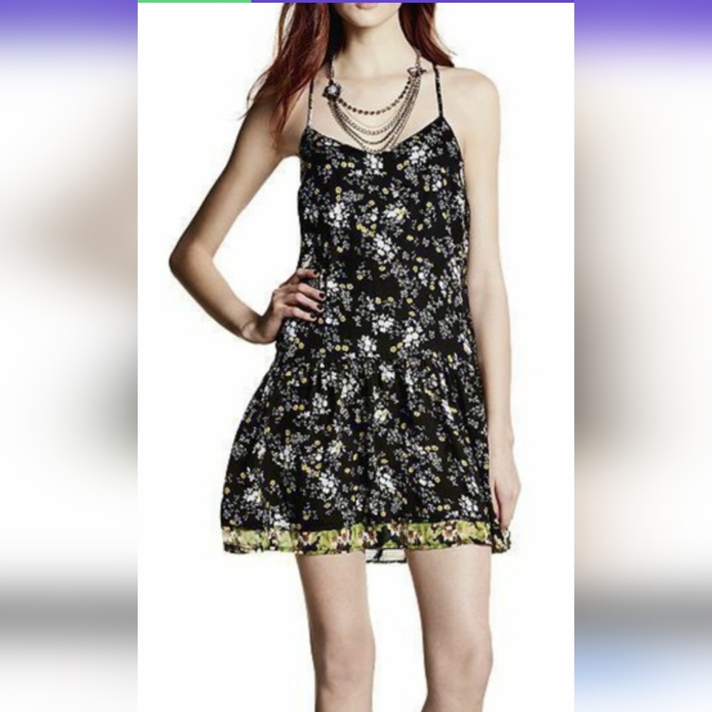 Princess Vera Wang - Black Floral Dress with Halter Strappy Back